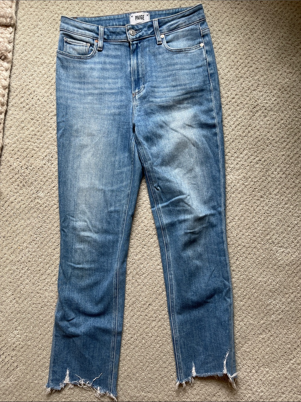 PAIGE The Cindy Straight Jeans with Raw Hem